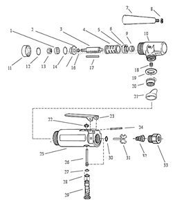 Part Location Diagram of 01892 Dynabrade Valve Body