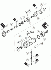 Section 1 Diagram and Parts List for  Dynabrade Grinder