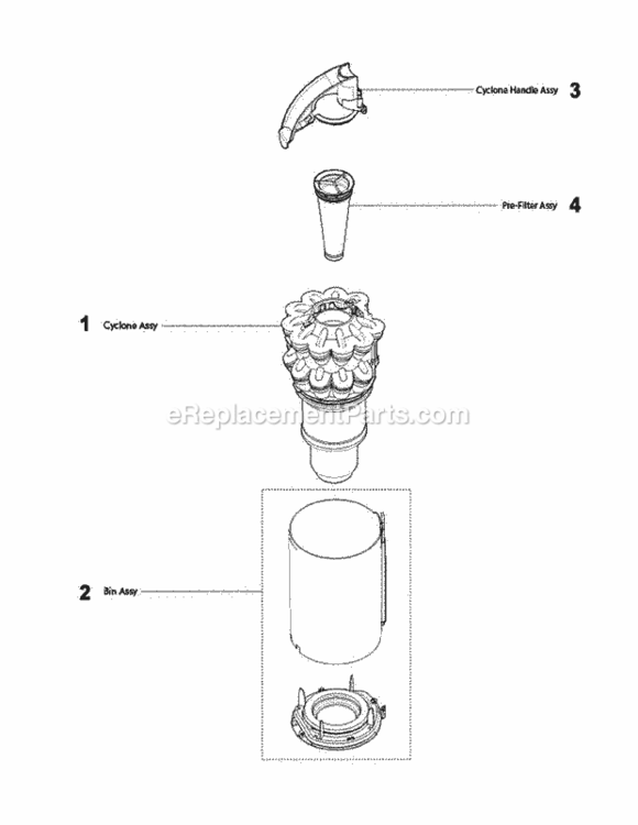 Page D Diagram and Parts List for  Dyson Upright Vacuum