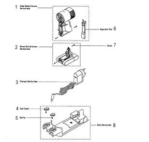 Body And Power Supply Diagram and Parts List for  Dyson Hand Vacuum