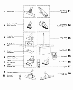 Page F Diagram and Parts List for  Dyson Upright Vacuum