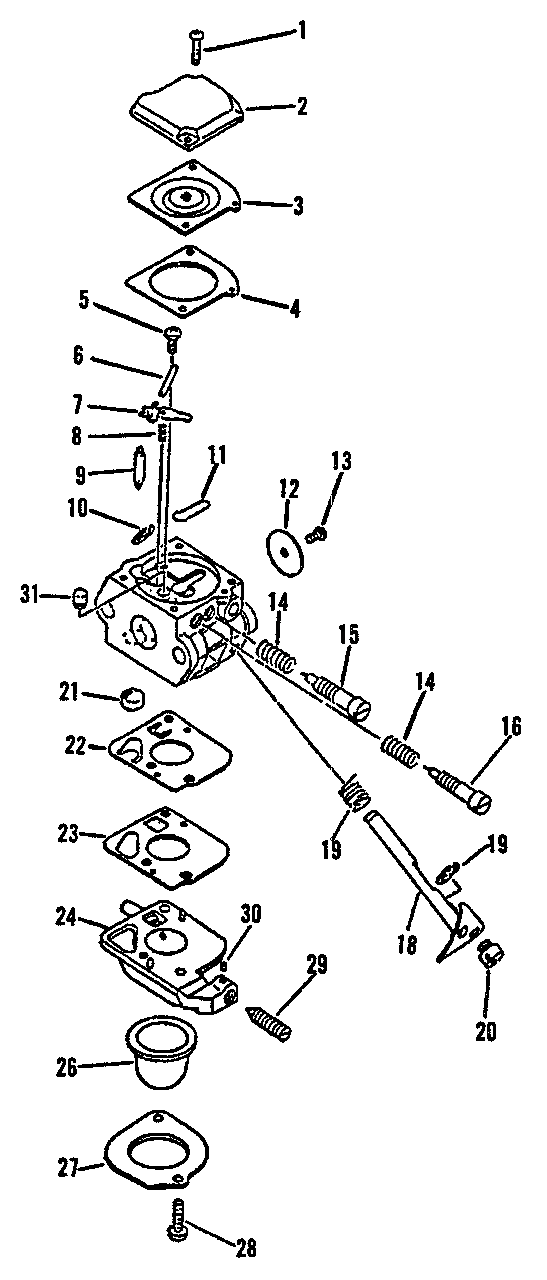 Carburetor Diagram and Parts List for 0135001 - 9999999 Echo Trimmer