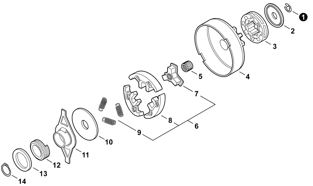 Clutch Diagram and Parts List for C84329001001 - C84329999999 Echo Chainsaw