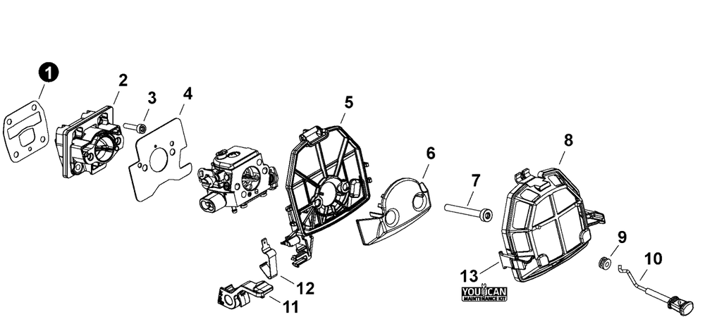 Intake, Air Filter Diagram and Parts List for C91315001001 - C91315999999 Echo Chainsaw