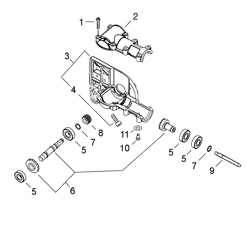 Gear Case Diagram and Parts List for (Type 1E)(E14536001001 - E14536999999) Echo Pole Saw