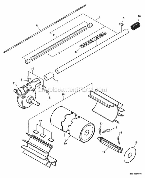 Pro_Paddle_Attachment Diagram and Parts List for  Echo Trimmer