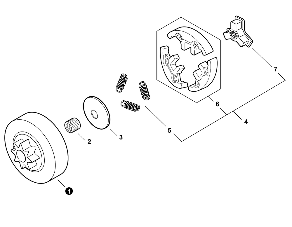 Clutch Diagram and Parts List for C92115001001 - C92115999999 Echo Chainsaw