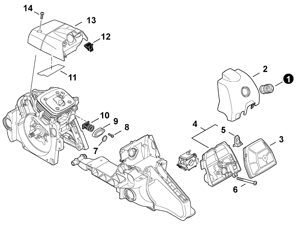 Intake Diagram and Parts List for C84329001001 - C84329999999 Echo Chainsaw