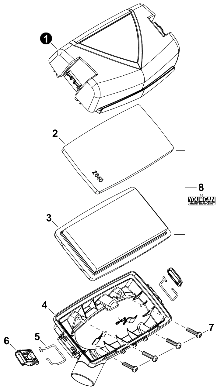 Air Filter Diagram and Parts List for P56015001001 - P56015999999 Echo Leaf Blower / Vacuum
