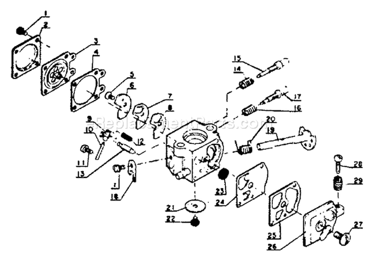 Page B Diagram and Parts List for 17501 - 30500 Echo Chainsaw