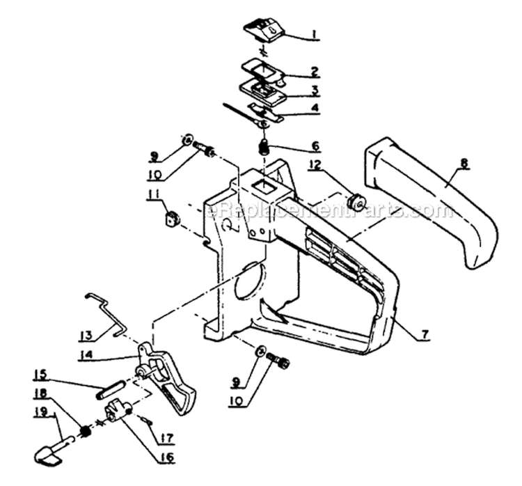 Page K Diagram and Parts List for  Echo Chainsaw