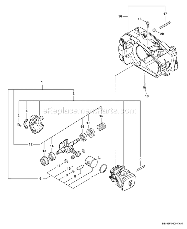 Page D Diagram and Parts List for C07311001001 - C07311999999 Echo Chainsaw