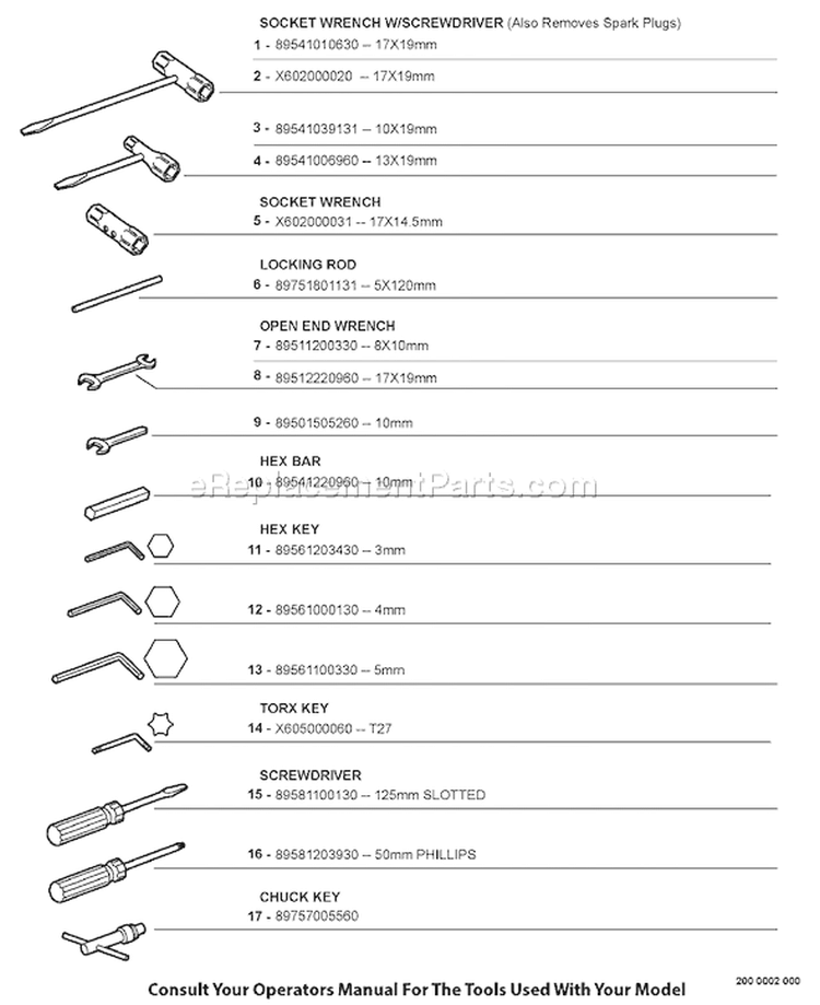 Page M Diagram and Parts List for C04511001001 - C04511999999 Echo Chainsaw