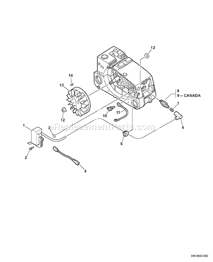 Page O Diagram and Parts List for 02001001 - 02999999 Echo Chainsaw