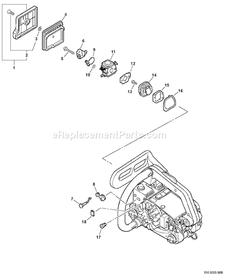Page Q Diagram and Parts List for 02001001 - 02999999 Echo Chainsaw