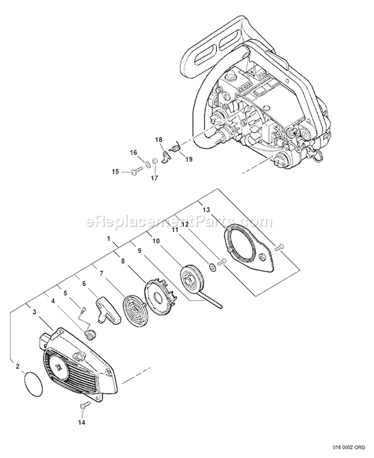 Page L Diagram and Parts List for C09513001001 - C09513999999 Echo Chainsaw
