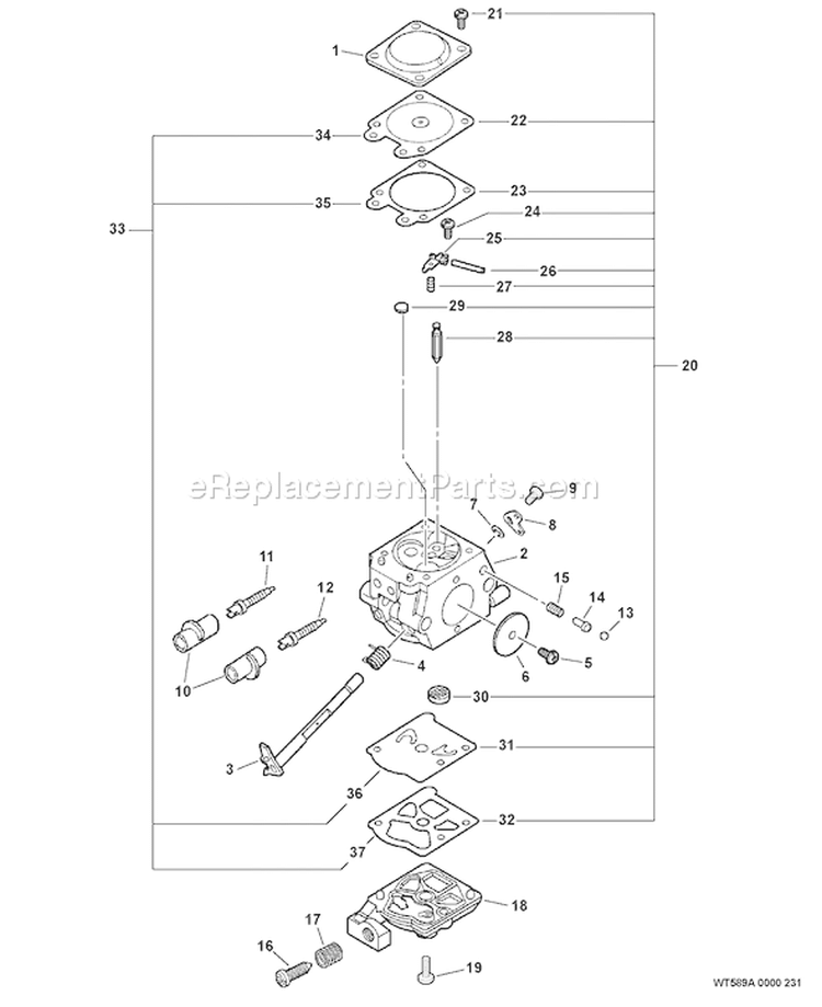 Page A Diagram and Parts List for 02001001-02006473 Echo Chainsaw