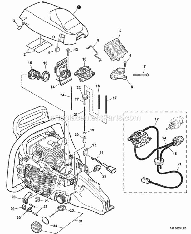 Cylinder_Cover_Fuel_System_Intake_SN_C1961200801_-_C19612999999 Diagram and Parts List for C19612001001 - C19612999999 Echo Chainsaw