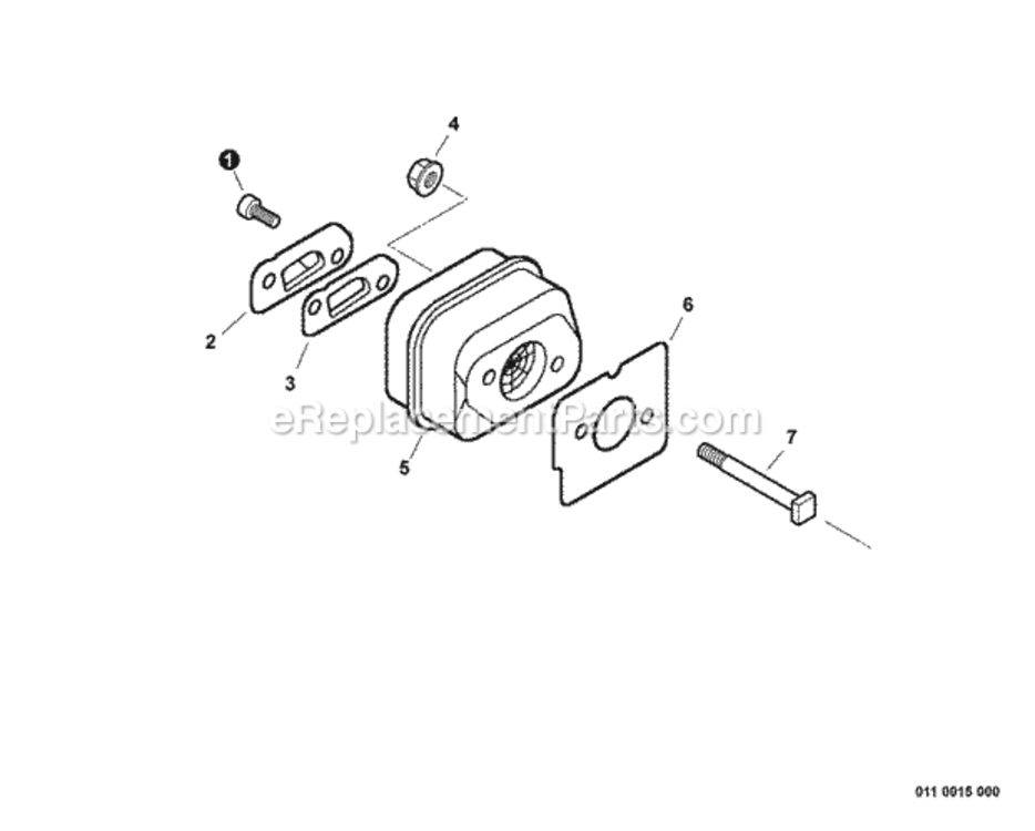 Exhaust Diagram and Parts List for C19813001001 - C19813999999 Echo Chainsaw