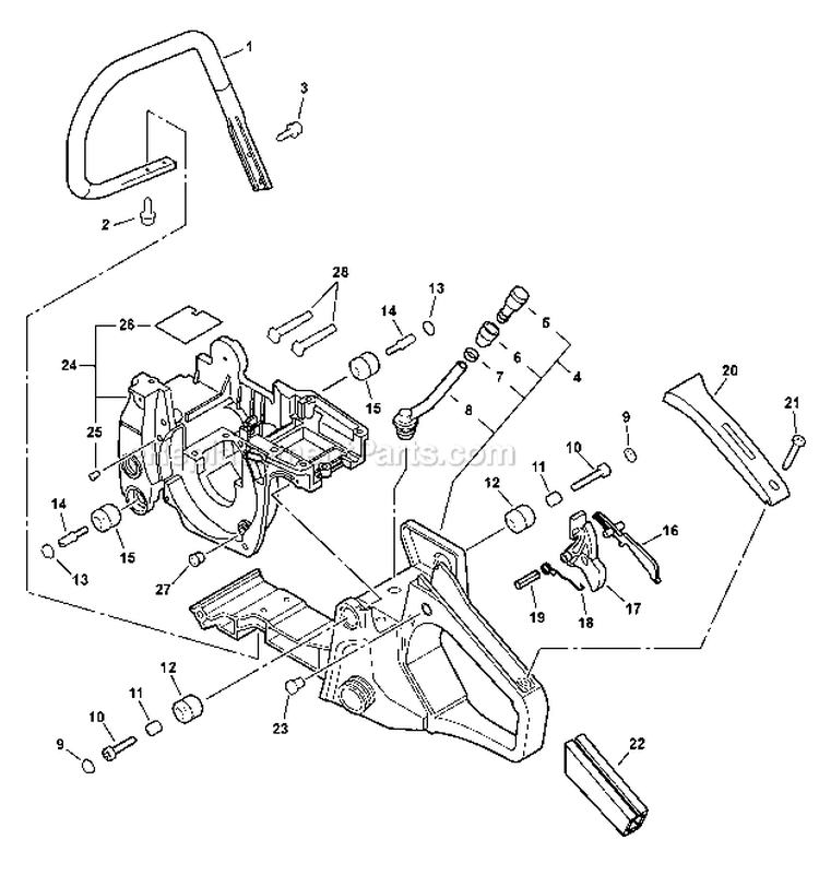 Handles, Throttle Control, Engine Cover Diagram and Parts List for C09212001001 - C09212999999 Echo