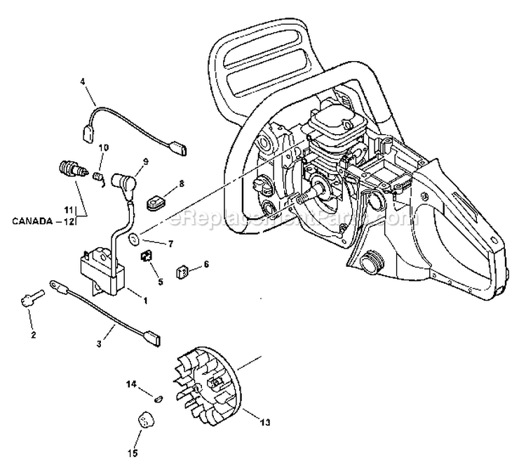 Ignition, Flywheel Diagram and Parts List for C09212001001 - C09212999999 Echo