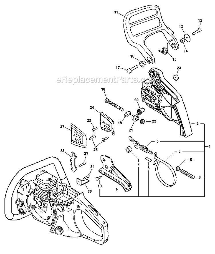 Chain Brake Diagram and Parts List for C09212001001 - C09212999999 Echo