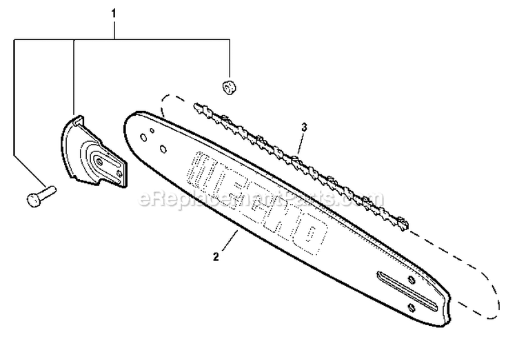 Guide Bar, Sawing Chain, Kick Guard Diagram and Parts List for C09212001001 - C09212999999 Echo