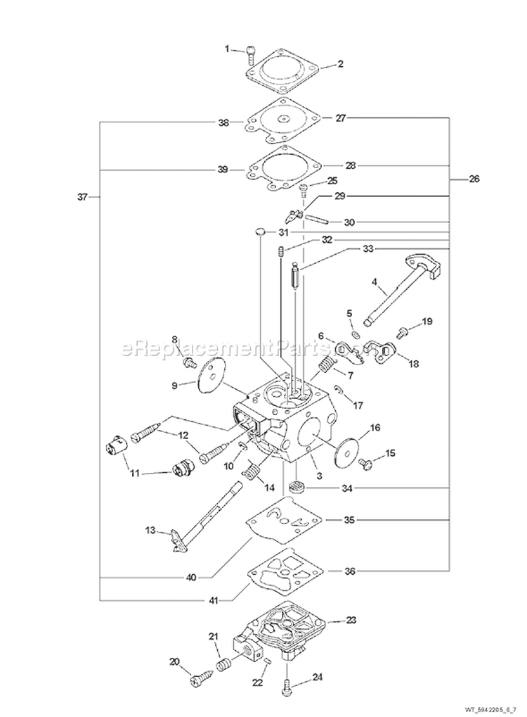 Page B Diagram and Parts List for 07002930 - 07999999 Echo Chainsaw