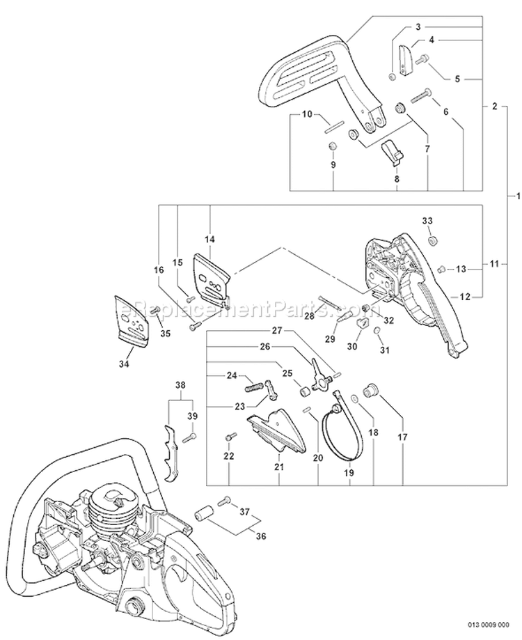 Page C Diagram and Parts List for C07113001001 - C07113999999 Echo Chainsaw
