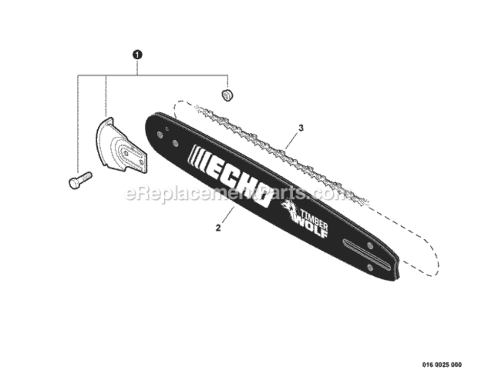 Guide_Bar_Saw_Chain_Kick_Guard Diagram and Parts List for C25812001001 - C25812999999 Echo Chainsaw