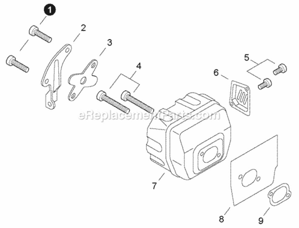 Exhaust Diagram and Parts List for C47620001001 - C47620999999 Echo Chainsaw