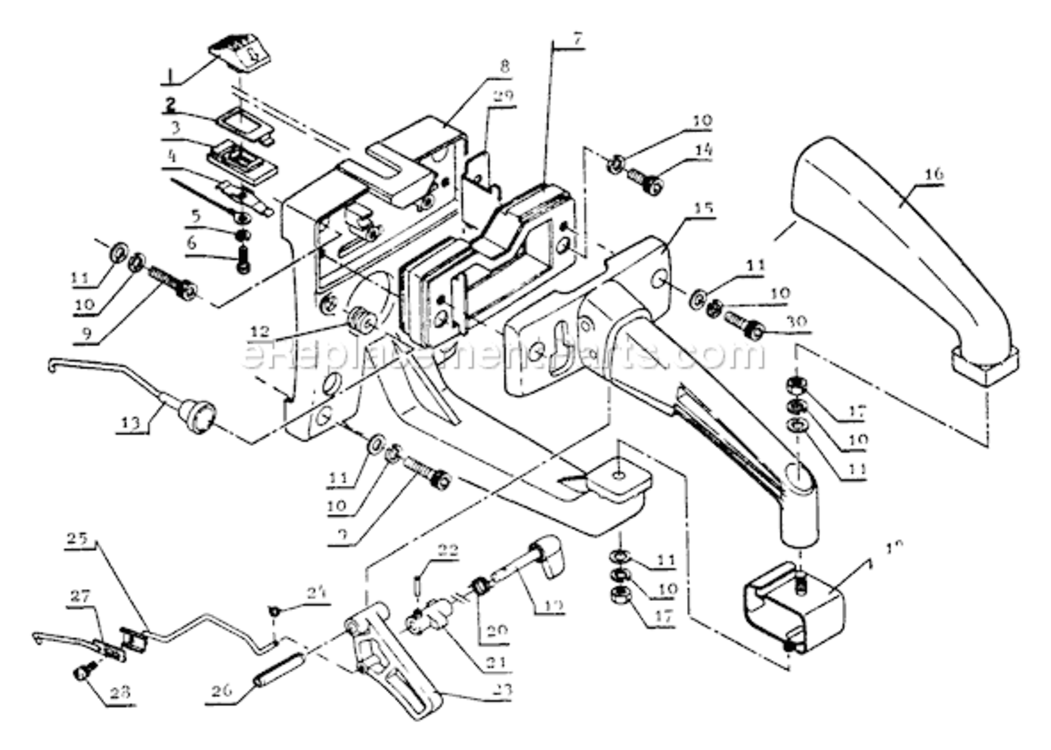 Rear_Handle Diagram and Parts List for  Echo Chainsaw