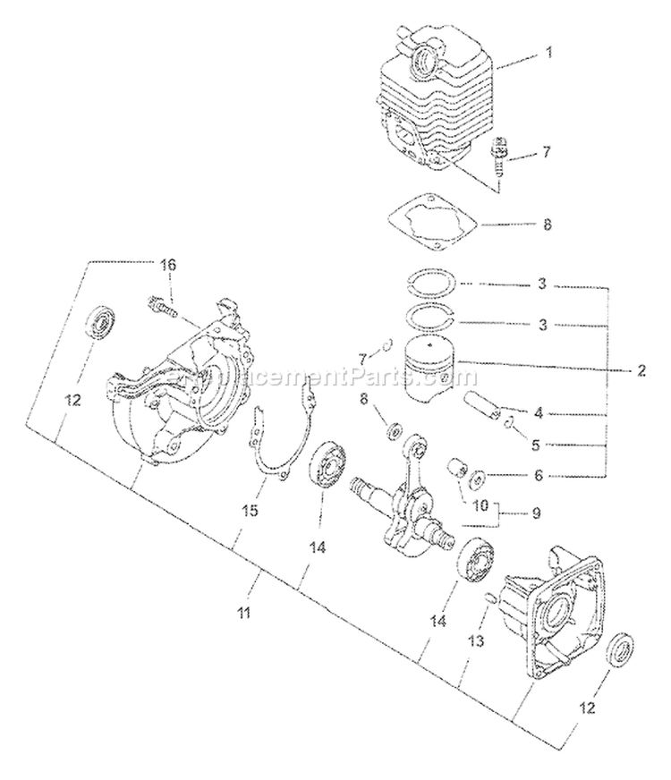 Page B Diagram and Parts List for Type 1E Echo Chipper Shredder