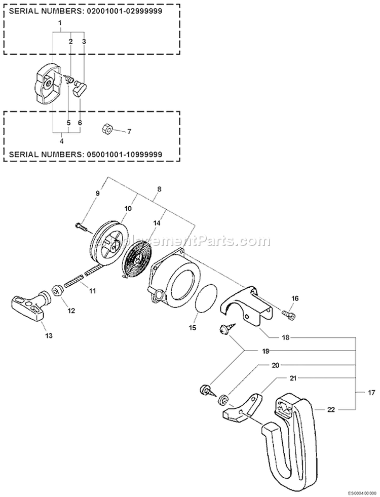 Page F Diagram and Parts List for 10001001 - 10999999 Echo Chipper Shredder