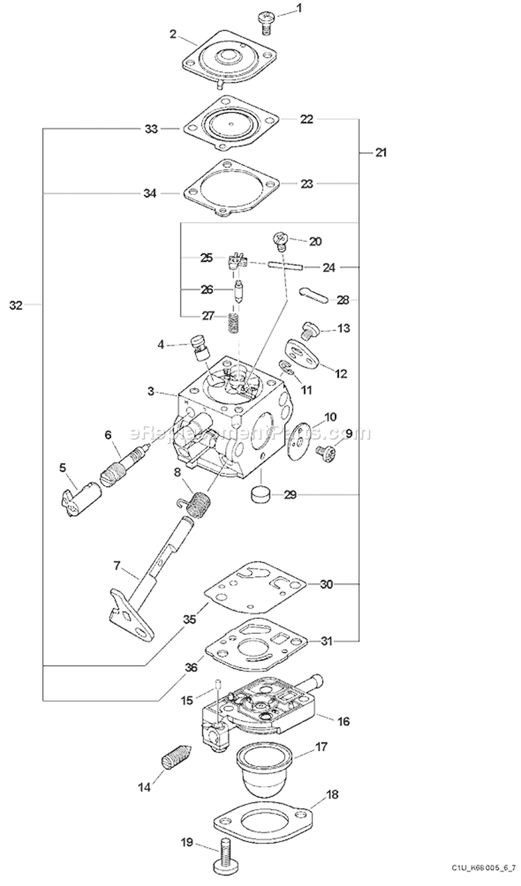 Page B Diagram and Parts List for 06001001 - 06999999 Echo Chipper Shredder