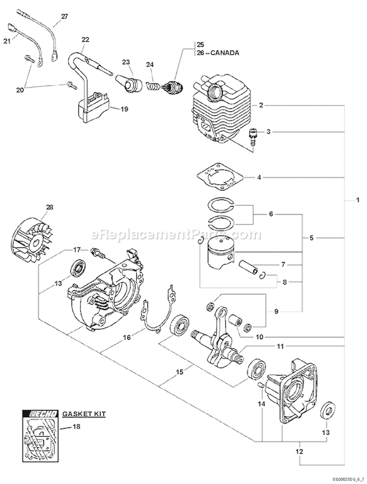 Page C Diagram and Parts List for 06001001 - 06999999 Echo Chipper Shredder