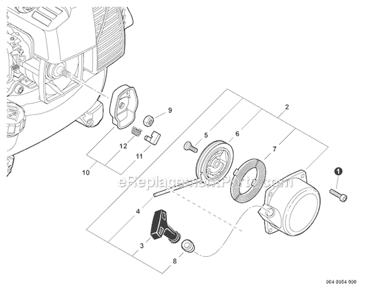 Starter Diagram and Parts List for P33711001001-P33711999999 Echo Chipper Shredder