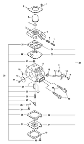 Carburetor Diagram and Parts List for  Echo Pole Saw