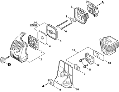 Intake Diagram and Parts List for U54313001001 - U54313999999 Echo Trimmer