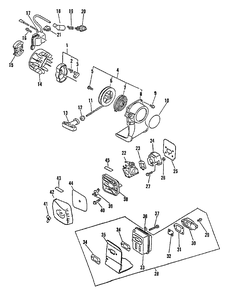 Clutch, Ignition, Starter, Intake, Exhaust Diagram and Parts List for 0135001 - 9999999 Echo Trimmer