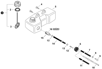 Fuel System Diagram and Parts List for E14714001001 - E14714999999 Echo Tiller