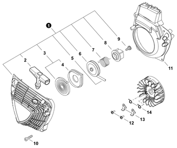 Recoil Starter Diagram and Parts List for C92115001001 - C92115999999 Echo Chainsaw
