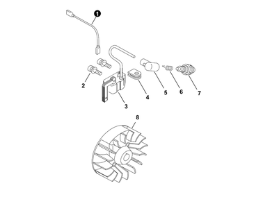 Ignition Diagram and Parts List for U54126001001 - U54126999999 Echo Trimmer
