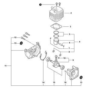 Engine Diagram and Parts List for U54126001001 - U54126999999 Echo Trimmer