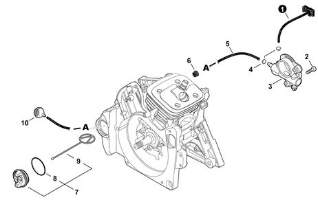 Oil System Diagram and Parts List for C84329001001 - C84329999999 Echo Chainsaw