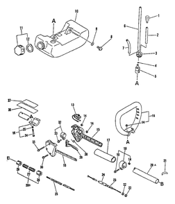 Fuel System, Main Pipe, Support Handle, Throttle Control Diagram and Parts List for 0135001 - 9999999 Echo Trimmer