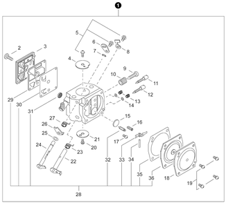 Carburetor Diagram and Parts List for C84329001001 - C84329999999 Echo Chainsaw