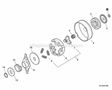 Clutch Diagram and Parts List for C10712001001 - C10712999999 Echo Chainsaw