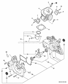 Engine_Crankcase Diagram and Parts List for C10712001001 - C10712999999 Echo Chainsaw