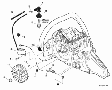 Ignition Diagram and Parts List for C26813001001 - C26813999999 Echo Chainsaw